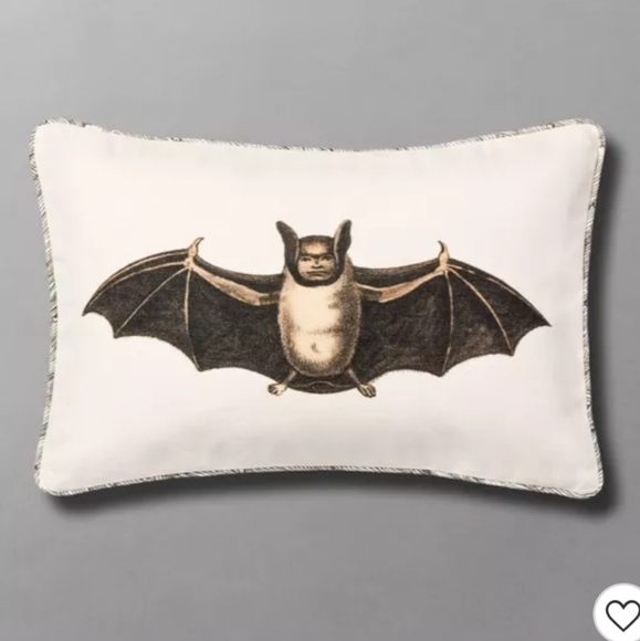 18" x 12" Bat Nap Bat Print Lumbar Throw Pillow -